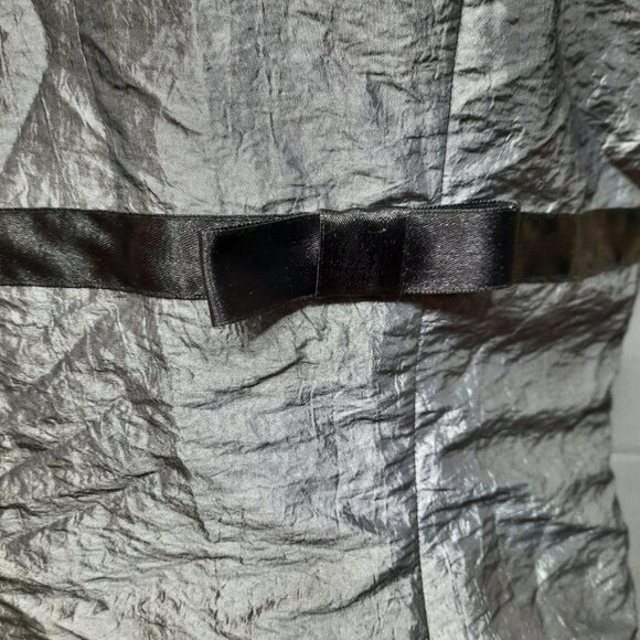 Vintage 90s Sleeveless Corset Top Juniors 13 Silver Black Trim Bow Lace Up - Picture 3 of 11